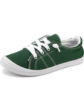 Women Forest Green Low Top Walking Shoes Casual Outfits Slip-On Canvas Sneakers
